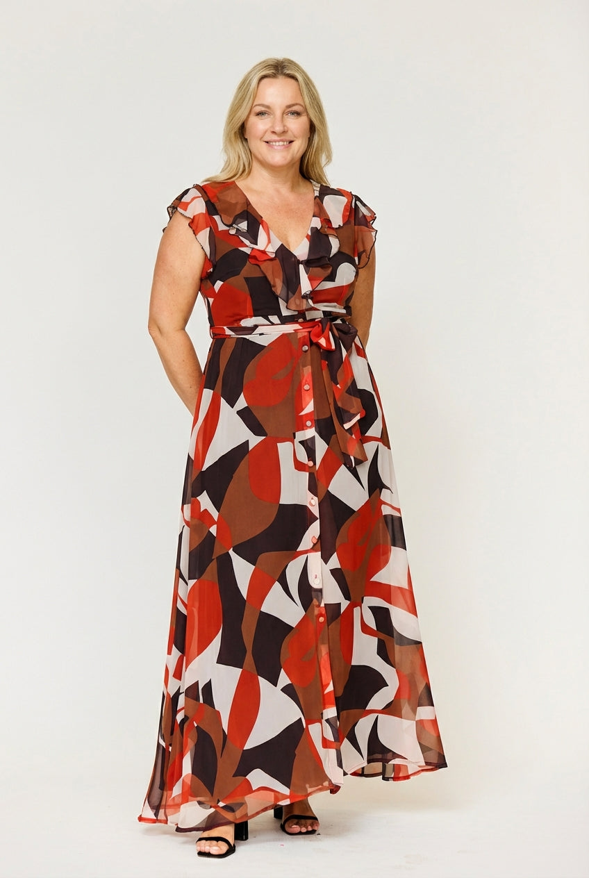 knee length dresses for ladies Gathered Cut-Out Maxi In Clay XS / Orange main image 0