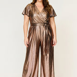 Helena Cap Sleeve Jumpsuit Gold
