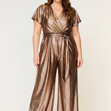 Helena Cap Sleeve Jumpsuit Gold