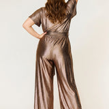 Helena Cap Sleeve Jumpsuit Gold