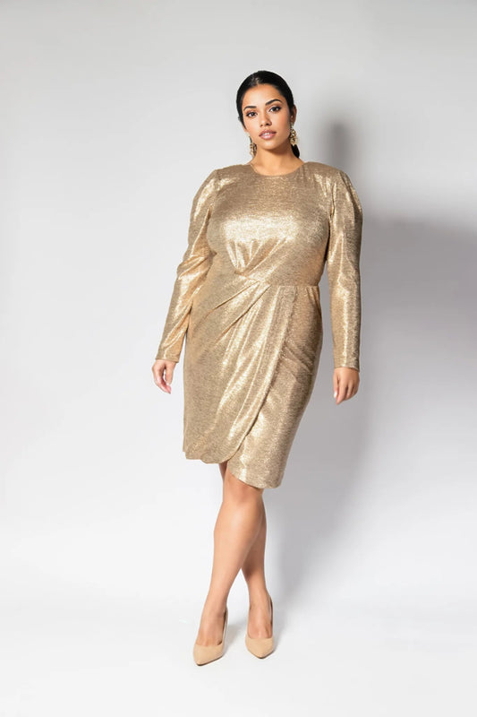 Gold party dress plus size discount