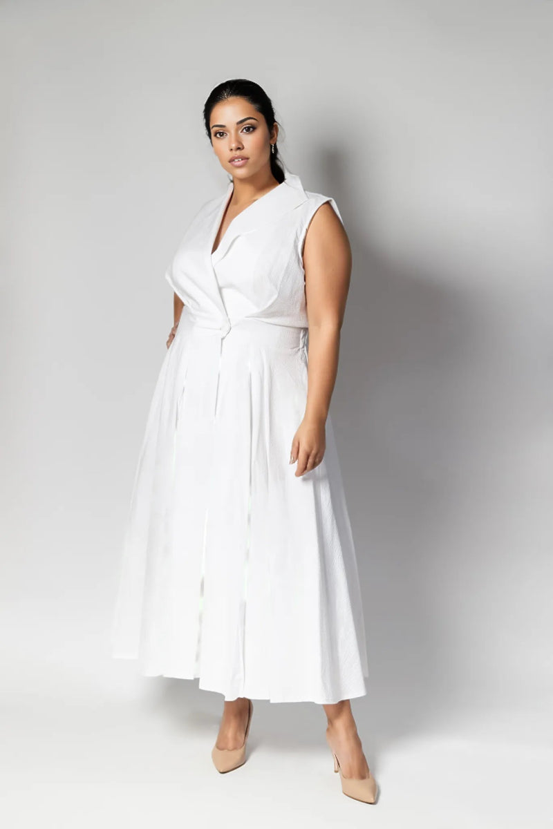Sorrento Trench Dress White - Embody Women