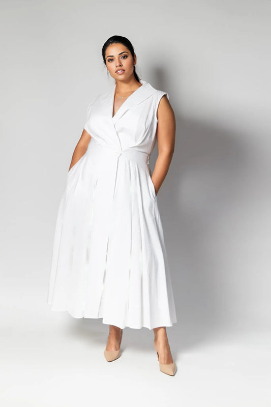 Sorrento Trench Dress White - Embody Women