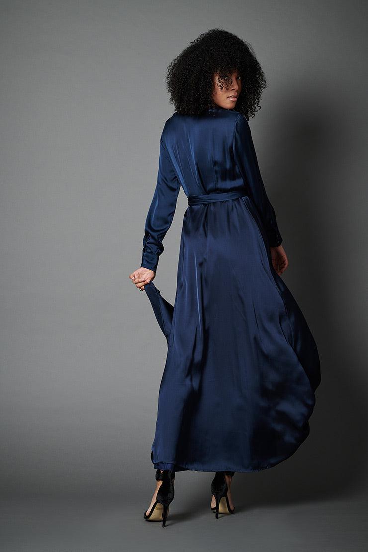 Womens navy blue maxi dress cheap