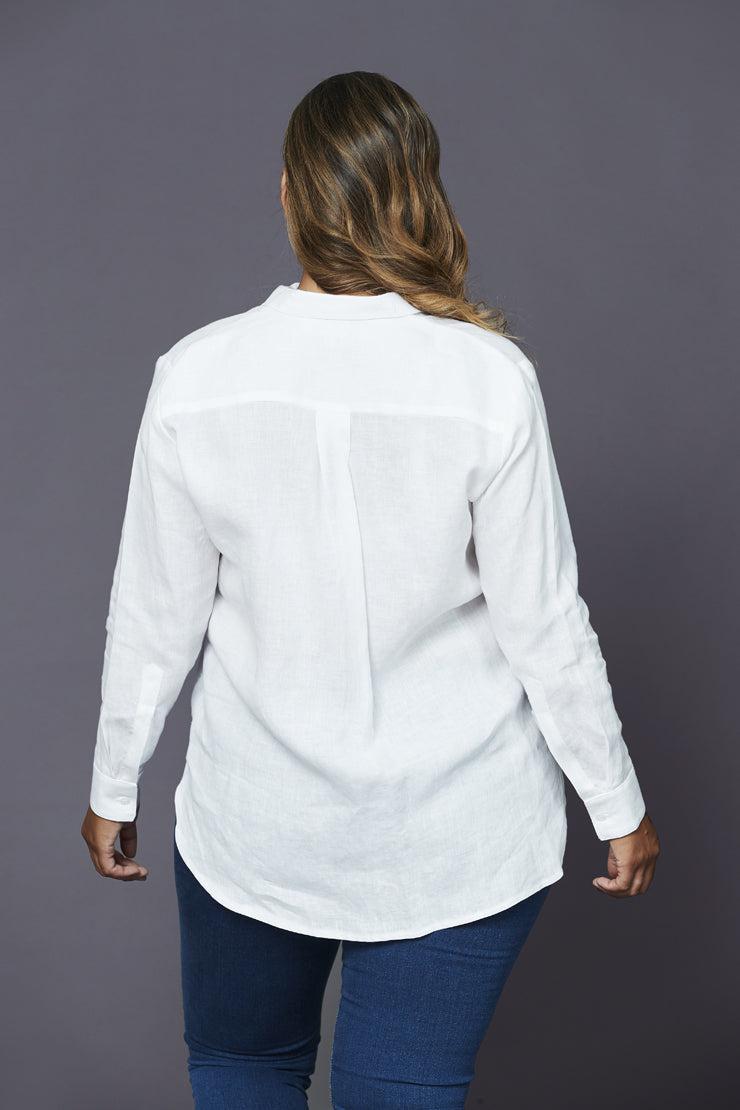 Isla Linen Shirt White - Embody Women