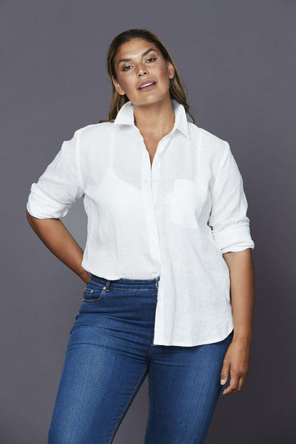 Isla Linen Shirt White - Embody Women