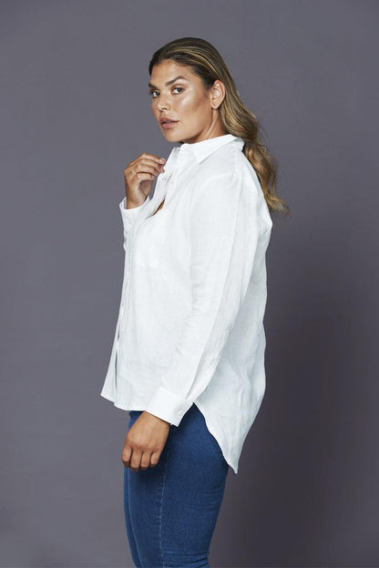 Isla Linen Shirt White - Embody Women