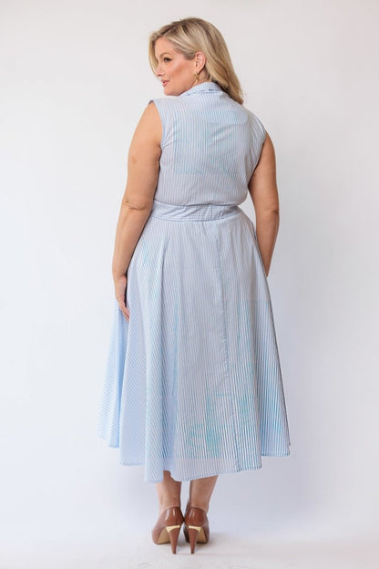 Sorrento Trench Dress Blue & White Stripe - PRE-ORDER!! - Embody Women