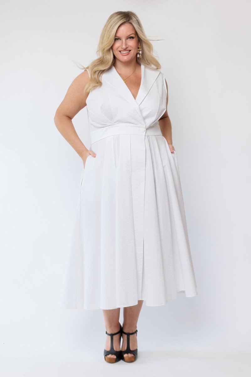 Sorrento Trench Dress White - PRE-ORDER!! - Embody Women