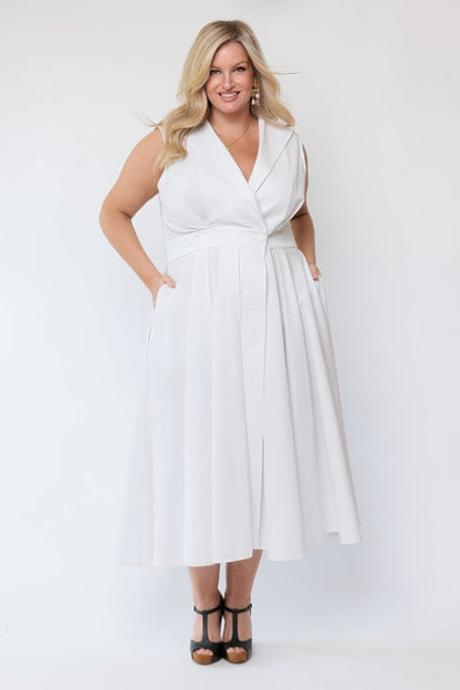 Sorrento Trench Dress White - PRE-ORDER!! - Embody Women